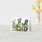 緑のティーが採用を考える避難所犬を採用して下さい カード (黄色い花)