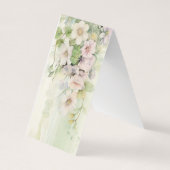 緑のティーポットフローラ折り畳みブックマーカー 名刺 (裏面)