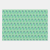 緑のティール（緑がかった色）と紫 ラッピングペーパーシート (正面)