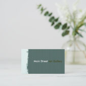 緑のティール(緑がかった色)はっきりしたなブラシストロークSplatの抽象美術 名刺 (スタンド正面)
