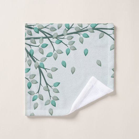 緑のティール（緑がかった色）はBathの浴室タオルセットを去ります バスタオルセット (ウォッシュタオル)