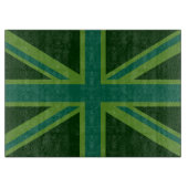 緑のティール(緑がかった色)ユニオンジャック国旗のスタイル背景 カッティングボード (正面)