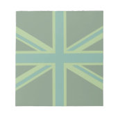 緑のティール(緑がかった色)ユニオンジャック国旗のスタイル背景 ノートパッド (正面)