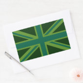 緑のティール(緑がかった色)ユニオンジャック国旗のスタイル背景 長方形シール (封筒)