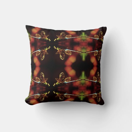 緑のティール（緑がかった色）青いトンボのパタ無地のーン クッション (正面)