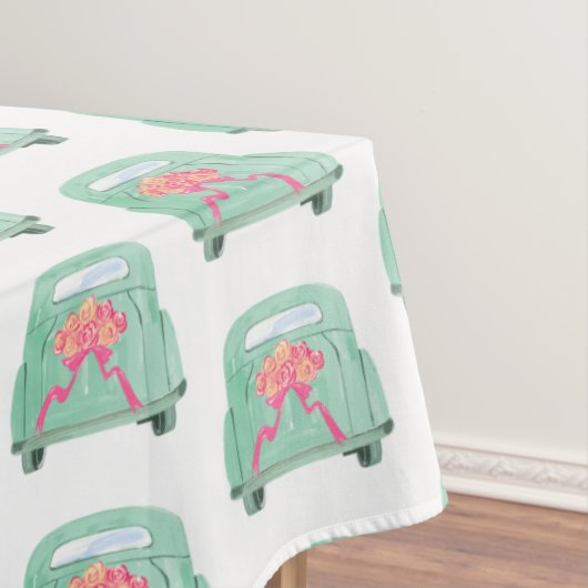 緑のテクスチャード手描きブライダル車 テーブルクロス (インサイチュ)