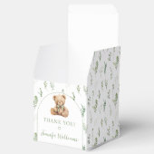 緑のテディベアおじぎ赤ちゃんシャワーギフトお願いボックス フェイバーボックス (オープン)