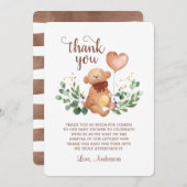 緑のテディベアの多くの赤ちゃんシャワー サンキューカード (正面/裏面)