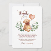 緑のテディベアの多くの赤ちゃんシャワー サンキューカード (正面)