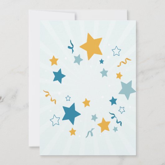 緑のテディベア、星の雲の月のベビーシャワー 招待状 (裏面)