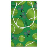 緑のテニス・ボールのラケットおよび網 スモールペーパーバッグ (裏面)