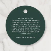 緑のテラコッタの水の色感謝していあなた赤んだシャワー フェイバータグ (裏面)