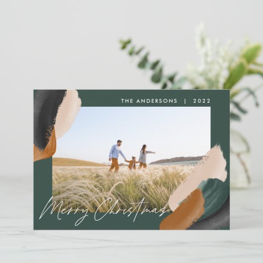 緑のテラコッタモダンミニマルの水彩写真 シーズンカード (スタンド正面)