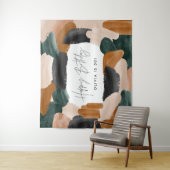 緑のテラコッタ抽象水彩画の誕生日 タペストリー (インサイチュ)