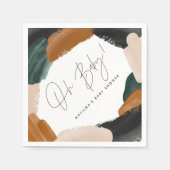 緑のテラコッタ抽象芸術水の色ベビーシャワー スタンダードカクテルナプキン (正面)