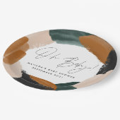 緑のテラコッタ抽象芸術水の色ベビーシャワー ペーパープレート (アングル)