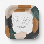 緑のテラコッタ抽象芸術水の色ベビーシャワー ペーパープレート (正面)