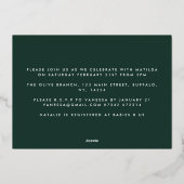 緑のテラコッタ抽象芸術水の色ベビーシャワー 箔招待状 (裏面)