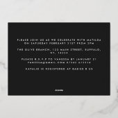 緑のテラコッタ抽象芸術水の色ベビーシャワー 箔招待状 (裏面)