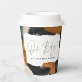 緑のテラコッタ抽象芸術水の色ベビーシャワー 紙コップ (裏面)