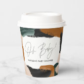 緑のテラコッタ抽象芸術水の色ベビーシャワー 紙コップ (正面)