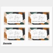 緑のテラコッタ抽象芸術水の色ベビーシャワー 長方形シール (シート)