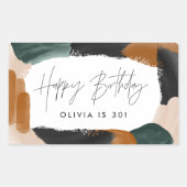 緑のテラコッタ抽象芸術水彩バースデーチャイク 長方形シール (正面)