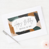 緑のテラコッタ抽象芸術水彩バースデーチャイク 長方形シール (封筒)