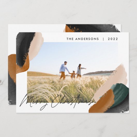 緑のテラコッタ モダン ミニマル 水彩写真 シーズンカード (正面/裏面)