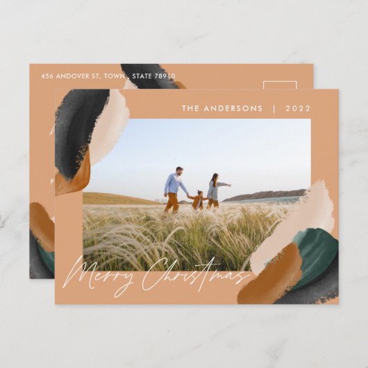 緑のテラコッタ モダン ミニマル 水彩写真 シーズンポストカード (正面/裏面)