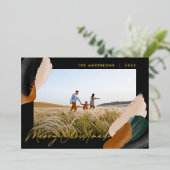 緑のテラコッタ モダン ミニマル 水彩写真 箔シーズンカード (立ち正面)