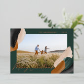 緑のテラコッタ 現代のミニマル 水彩写真 h 箔シーズンカード (立ち正面)