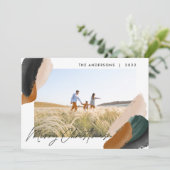 緑のテラコッタ 現代的 ミニマル 水彩写真 シーズンカード (スタンド正面)