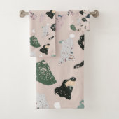 緑のテラゾパターン バスタオルセット (インサイチュ)