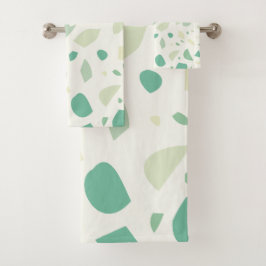 緑のテラゾパターン バスタオルセット