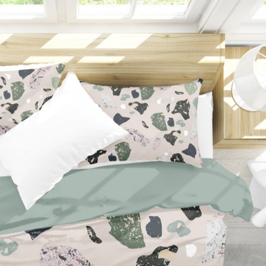 緑のテラゾパターン 枕カバー