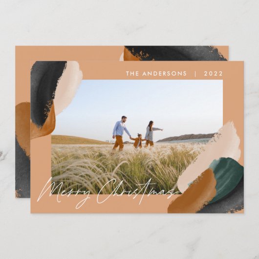 緑のテラモダンコタミニマルの水彩写真h シーズンカード (正面/裏面)