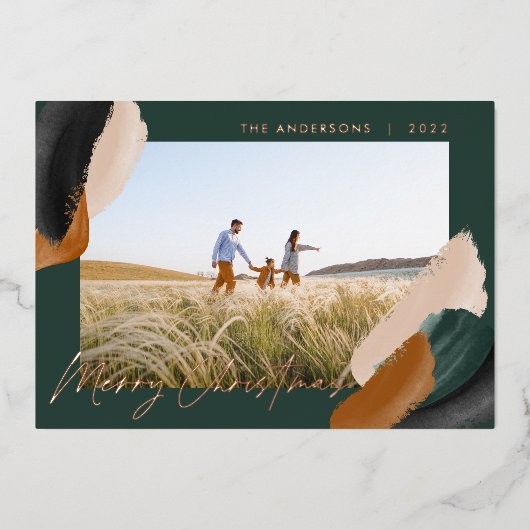 緑のテラモダンコタミニマルの水彩写真h 箔シーズンカード (正面)