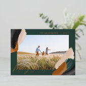 緑のテラモダンコタミニマルの水彩写真h 箔シーズンカード (立ち正面)