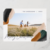 緑のテラモダンコタミニマルの水彩写真h 箔シーズンポストカード (正面)