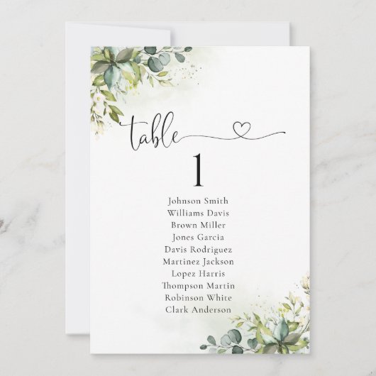 緑のテーブルの座席表 (正面)