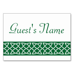 緑のテーブルカードのケルト織りハート テーブルナンバー