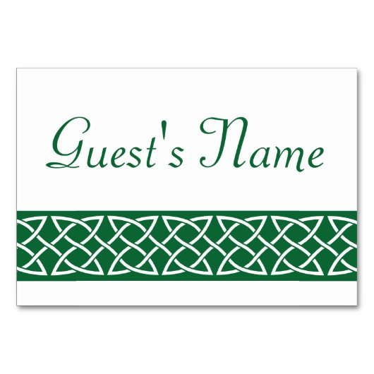 緑のテーブルカードのケルト織りハート テーブルナンバー (正面)
