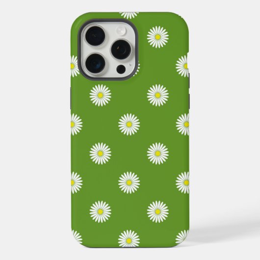 緑のデイジーのイラストパターン iPhoneケース (裏面)