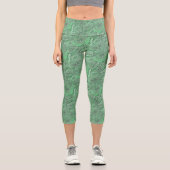 緑のデイジー花自然アートパターン カプリレギンス (正面)