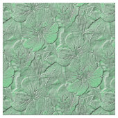 緑のデイジー花自然アートパターン ファブリック (クローズアップ)