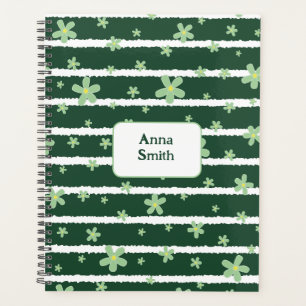 緑のデイジーGreen_フローラルパターンスクリプト プランナー手帳
