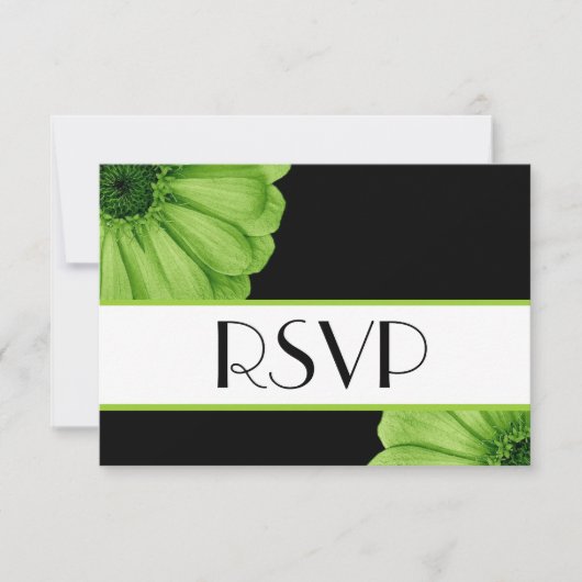緑のデイジーRSVP結婚の応答V3A 出欠カード (正面)