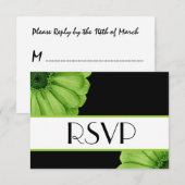 緑のデイジーRSVP結婚の応答V3A 出欠カード (正面/裏面)