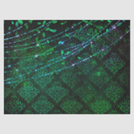 緑のデカ葉プページ上のダマスク、ランプ 薄葉紙